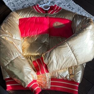 Gold and Red Puffer Jacket